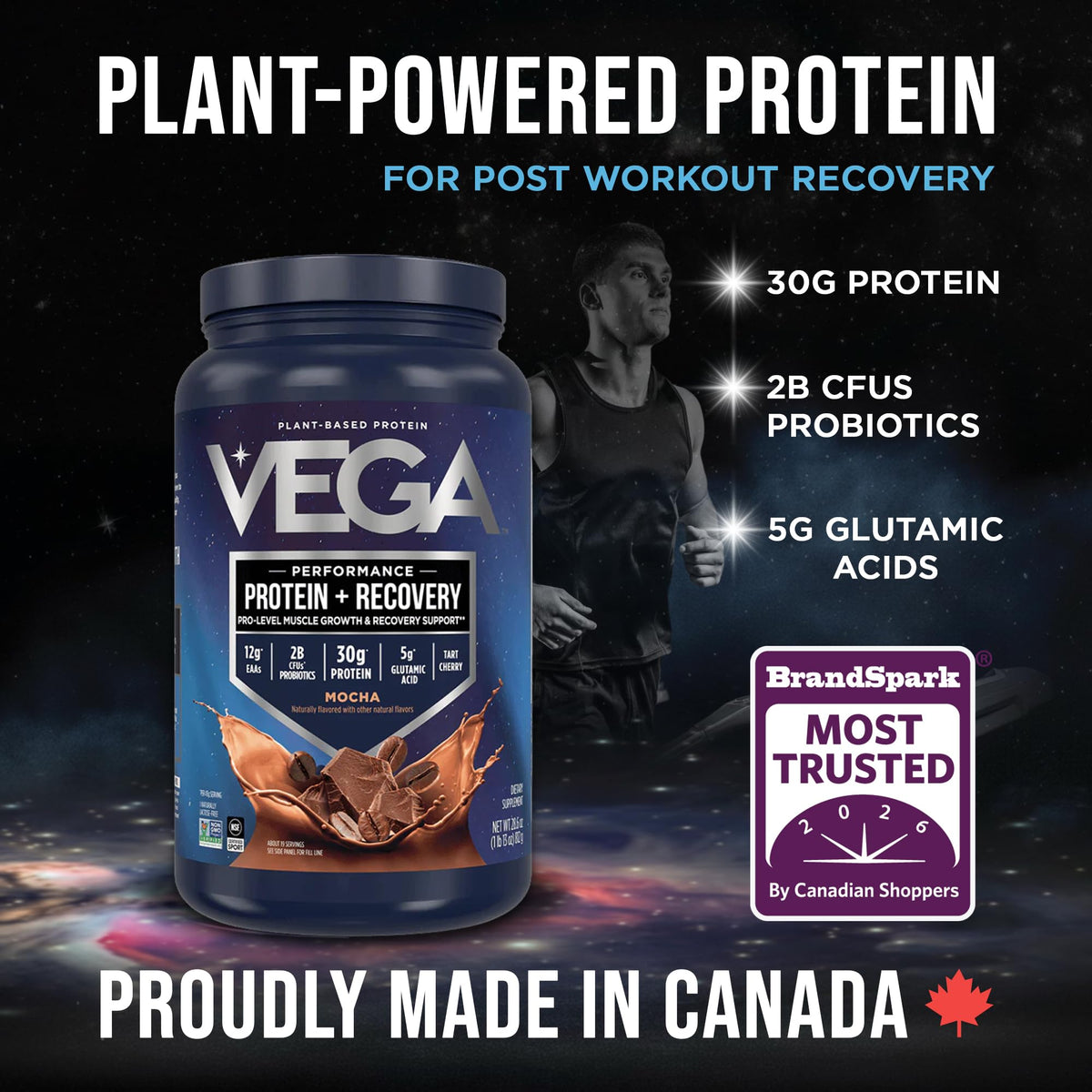 Vega Protein + Recovery Protein Powder, Mocha, 812 g