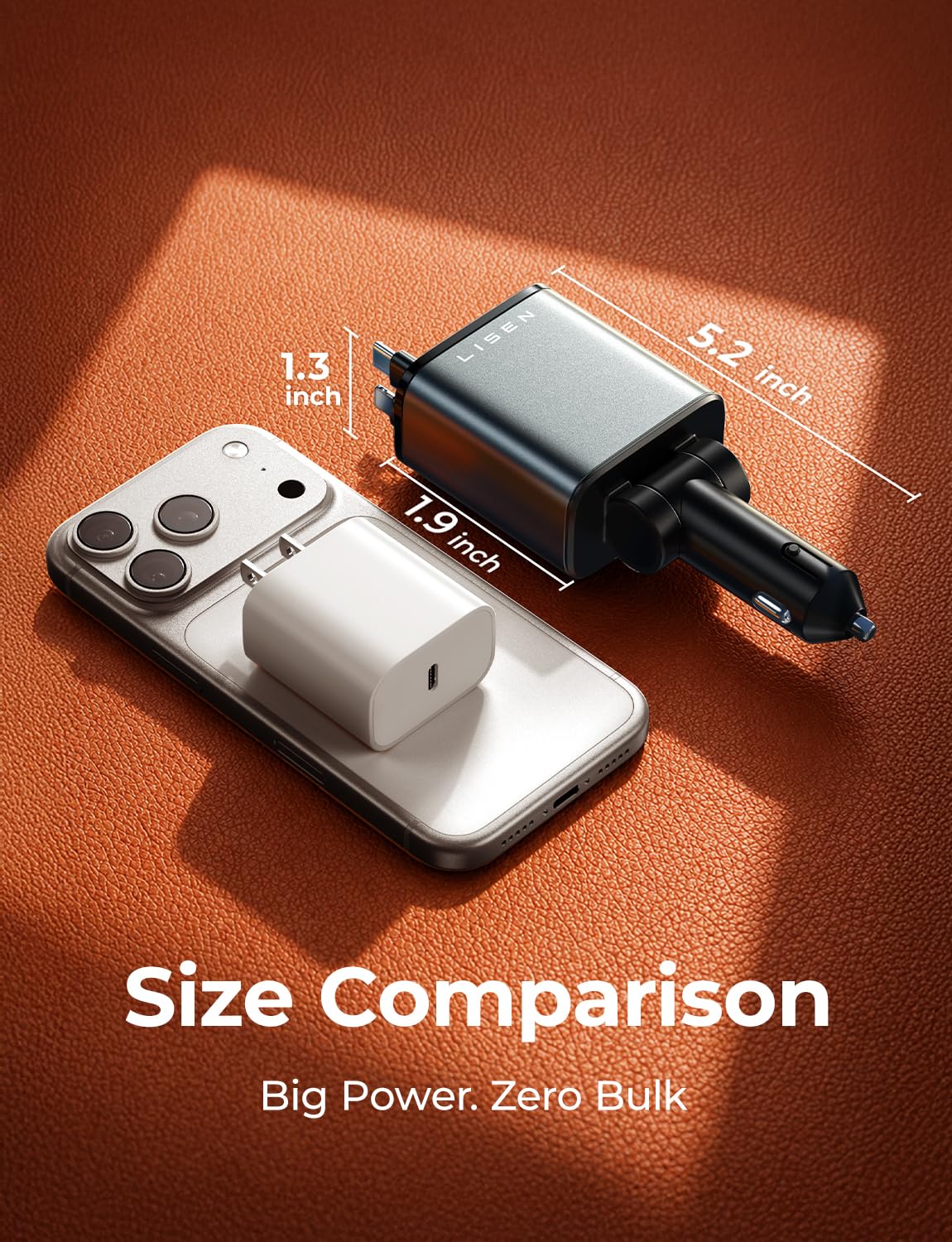 LISEN Retractable Car Charger, 84W USB C