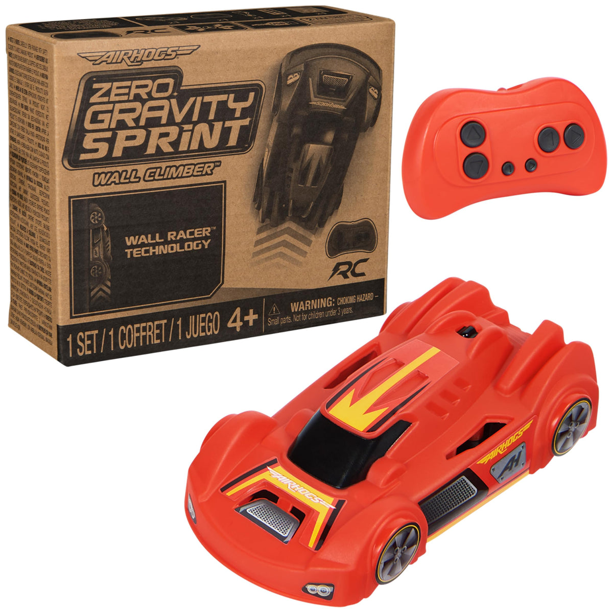 Air Hogs Zero Gravity Sprint RC Car Wall Climber, Red