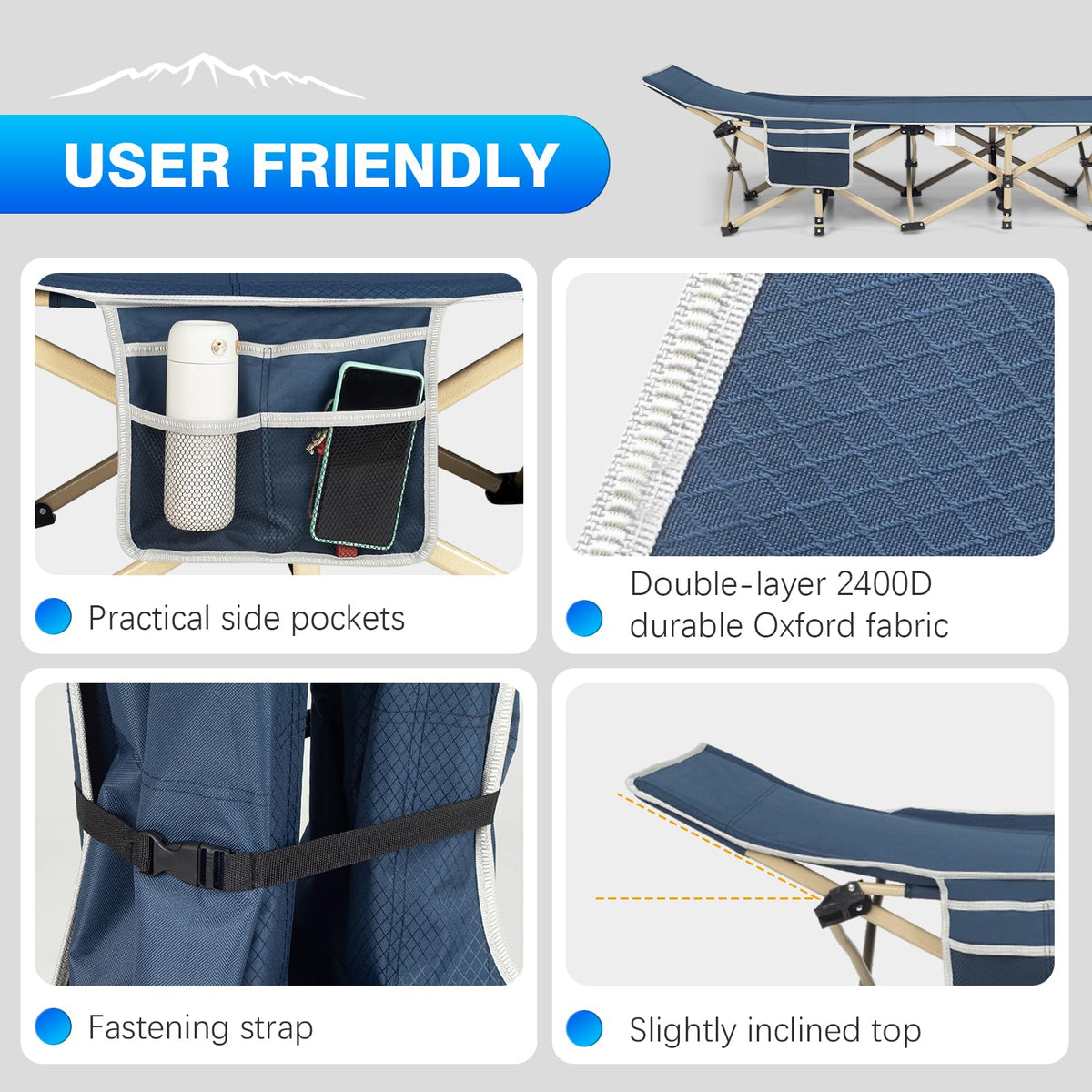 Overmont Folding Camping Cot with Cushion, 28 in Extra Wide