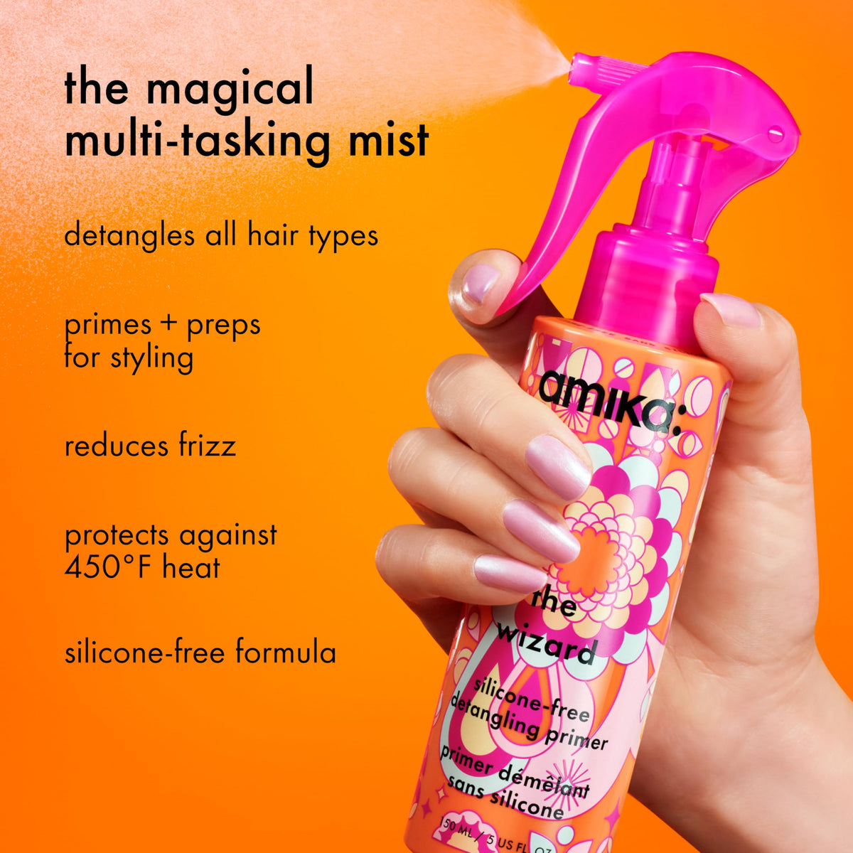 Amika The Wizard Silicone-Free Detangling Hair Primer, 5 Oz
