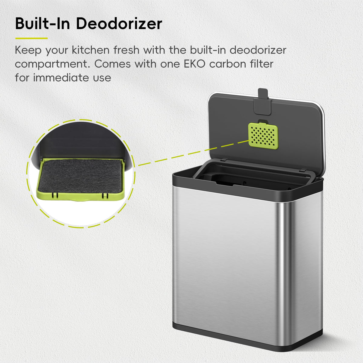 EKO Countertop Compost Bin, Stainless Steel, 7 L (1.85 Gal)
