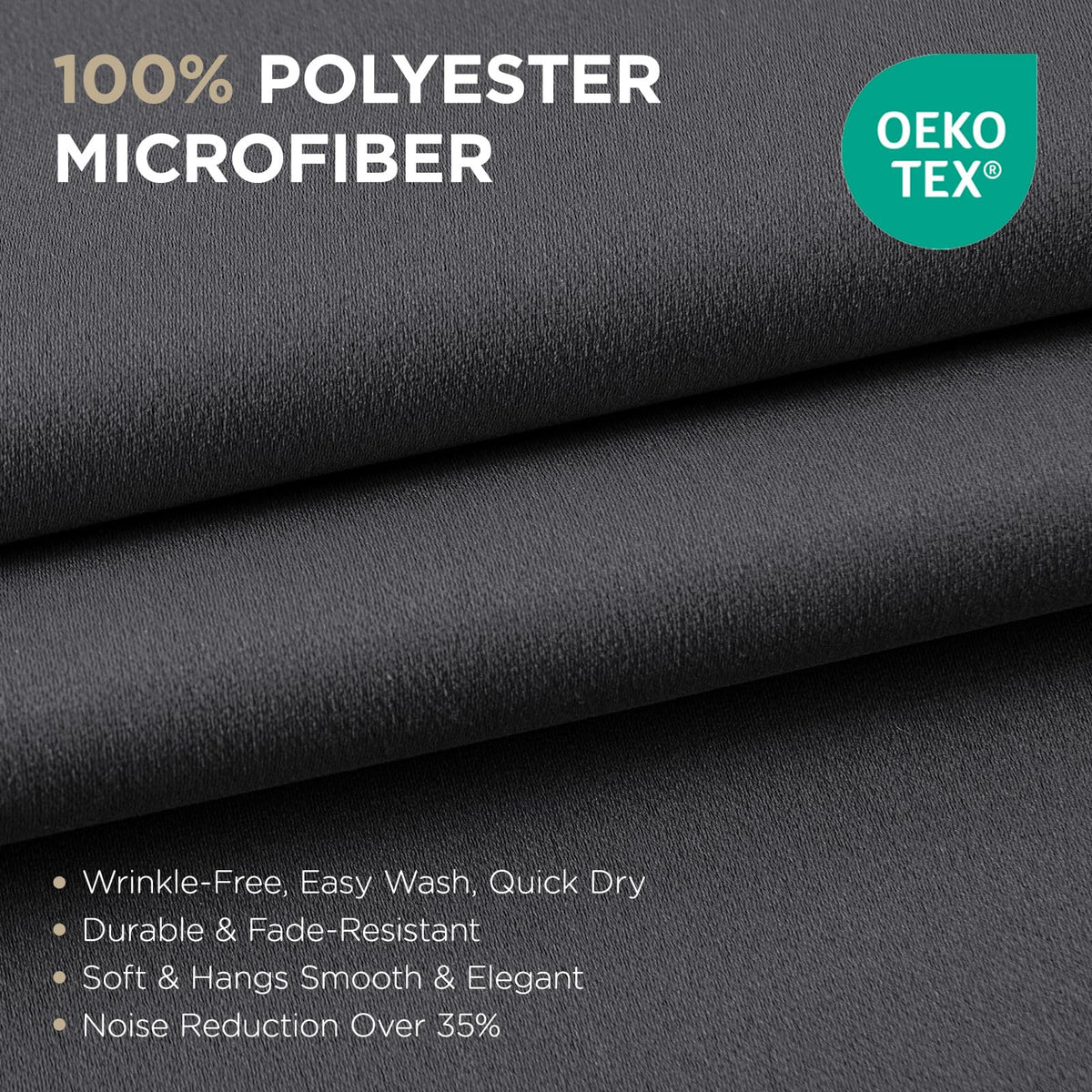 Joydeco Blackout Curtains, 63 Inch Length, 2 Panels, Dark Grey