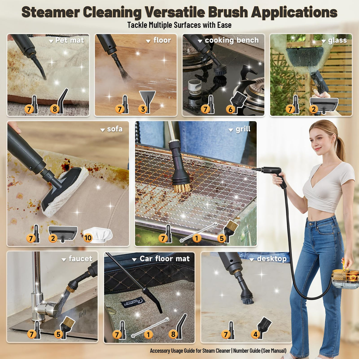 Gautye Steam Cleaner with 15 Accessories