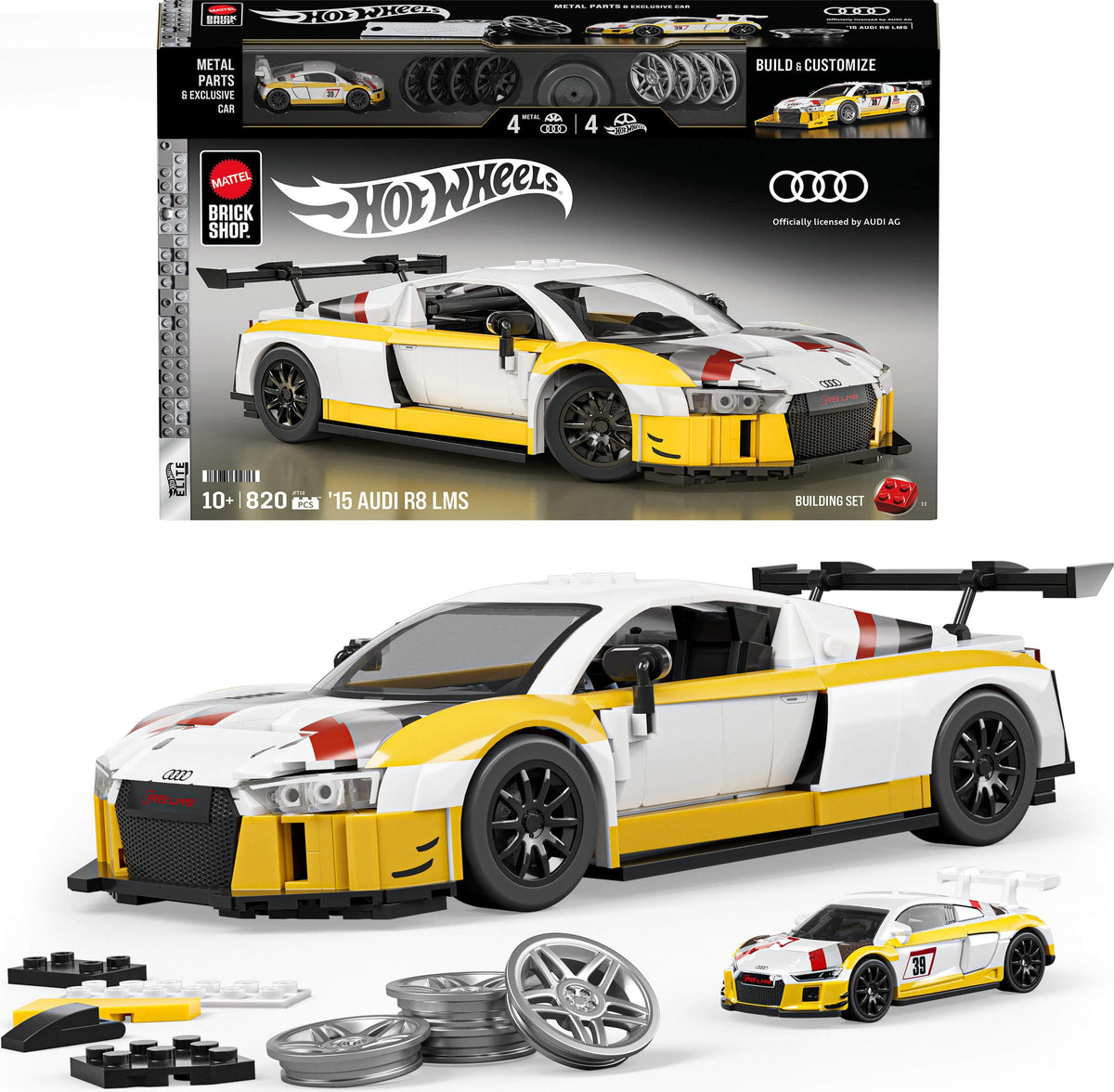 Mattel Brick Shop Hot Wheels Elite Series '15 Audi R8 LMS Building Set