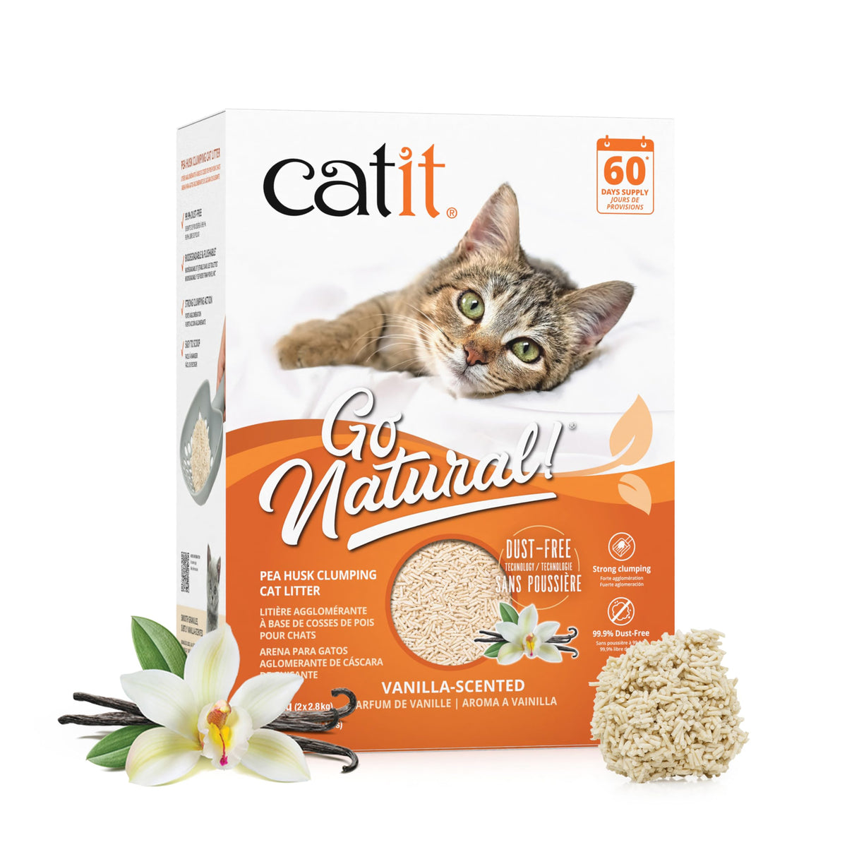 Catit Go Natural Pea Husk Clumping Cat Litter, Vanilla, 5.6 kg