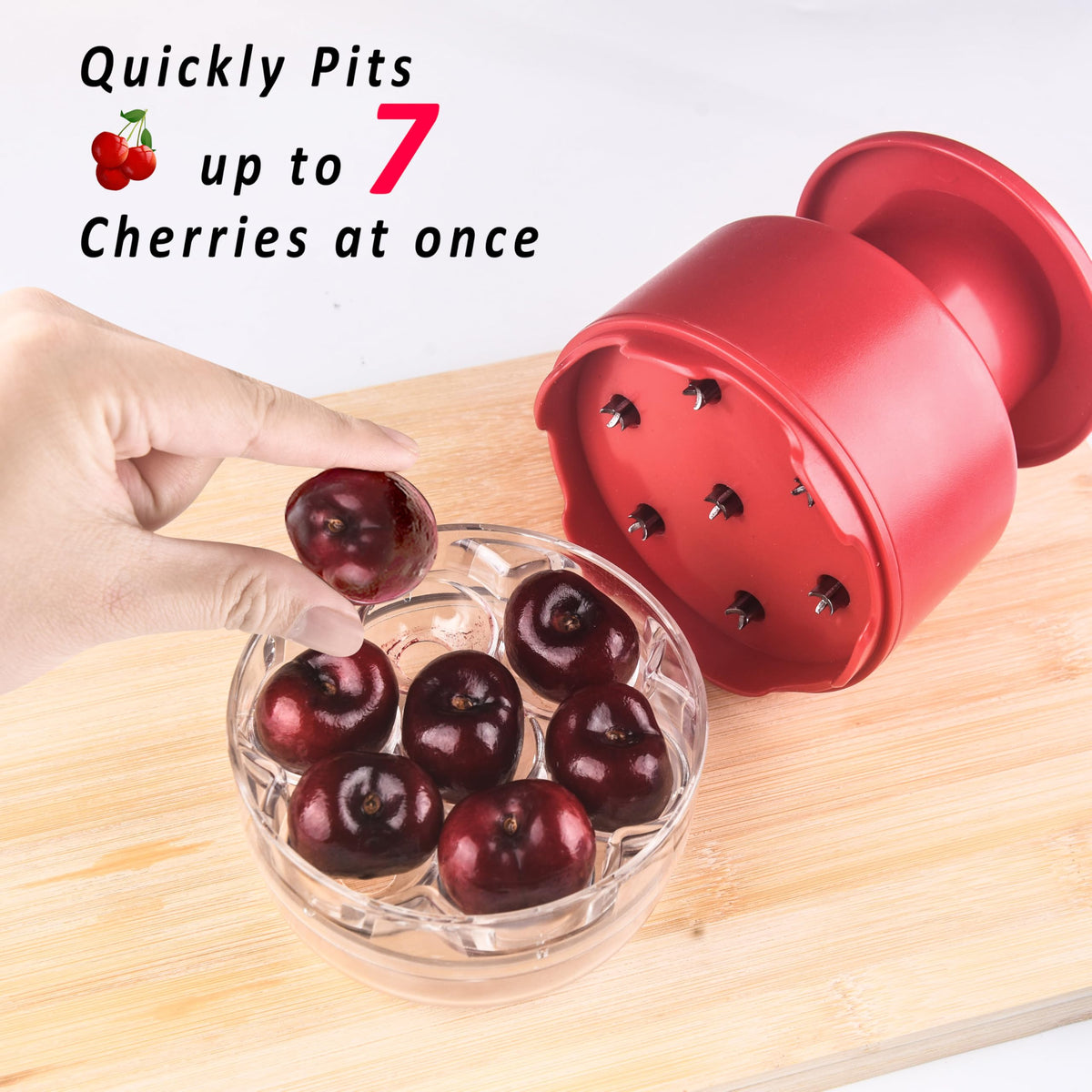 Makmzoon Stainless Steel Multi Cherry Pitter, 7 Cherries