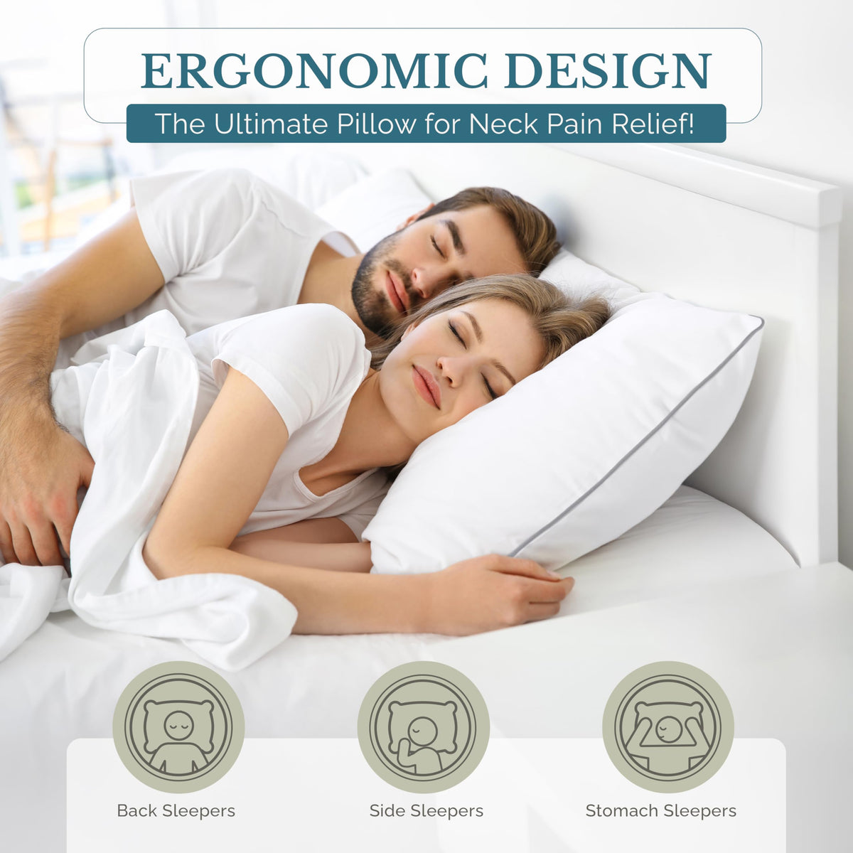 Casa Platino Down Alternative Bed Pillows, Standard (4 Pack)