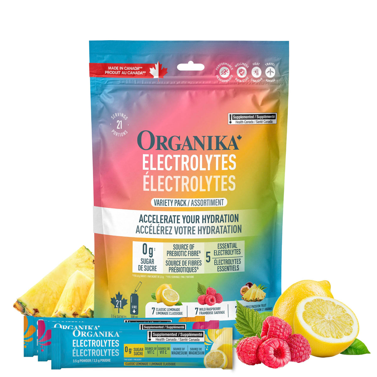 Organika Electrolytes Powder Variety Pack, 21 Sachets