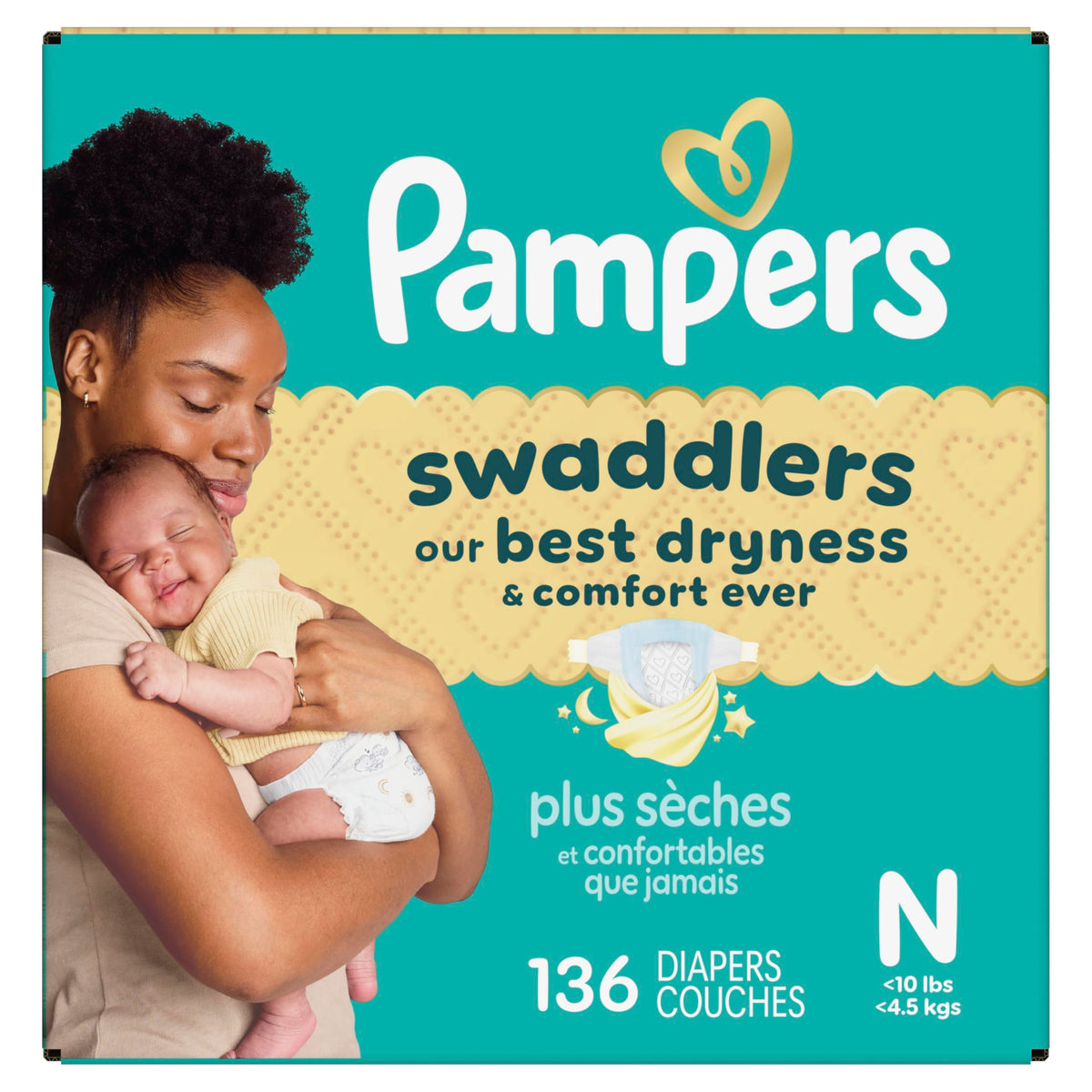 Pampers Swaddlers Diapers, Size 0, 136 Count
