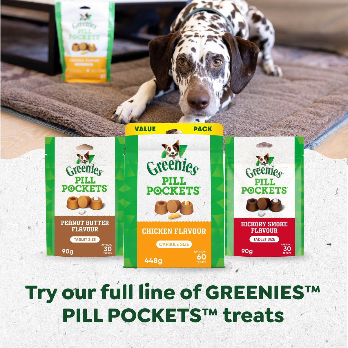GREENIES Pill Pockets Dog Treats, Capsule Size, Chicken, 60 Count