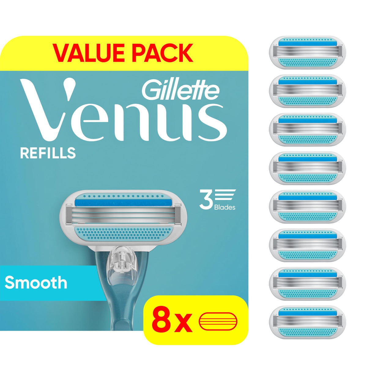 Venus Smooth Women's Razor Blades, 8 Count