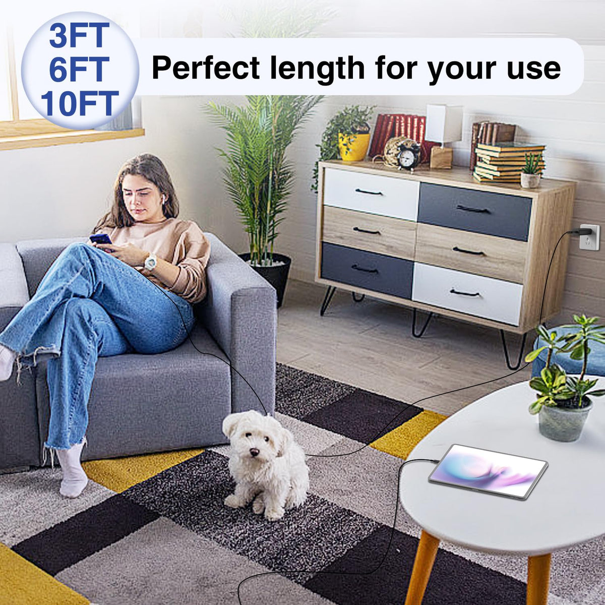 45W USB C Charger for Samsung Galaxy with 3FT/6FT/10FT Cables