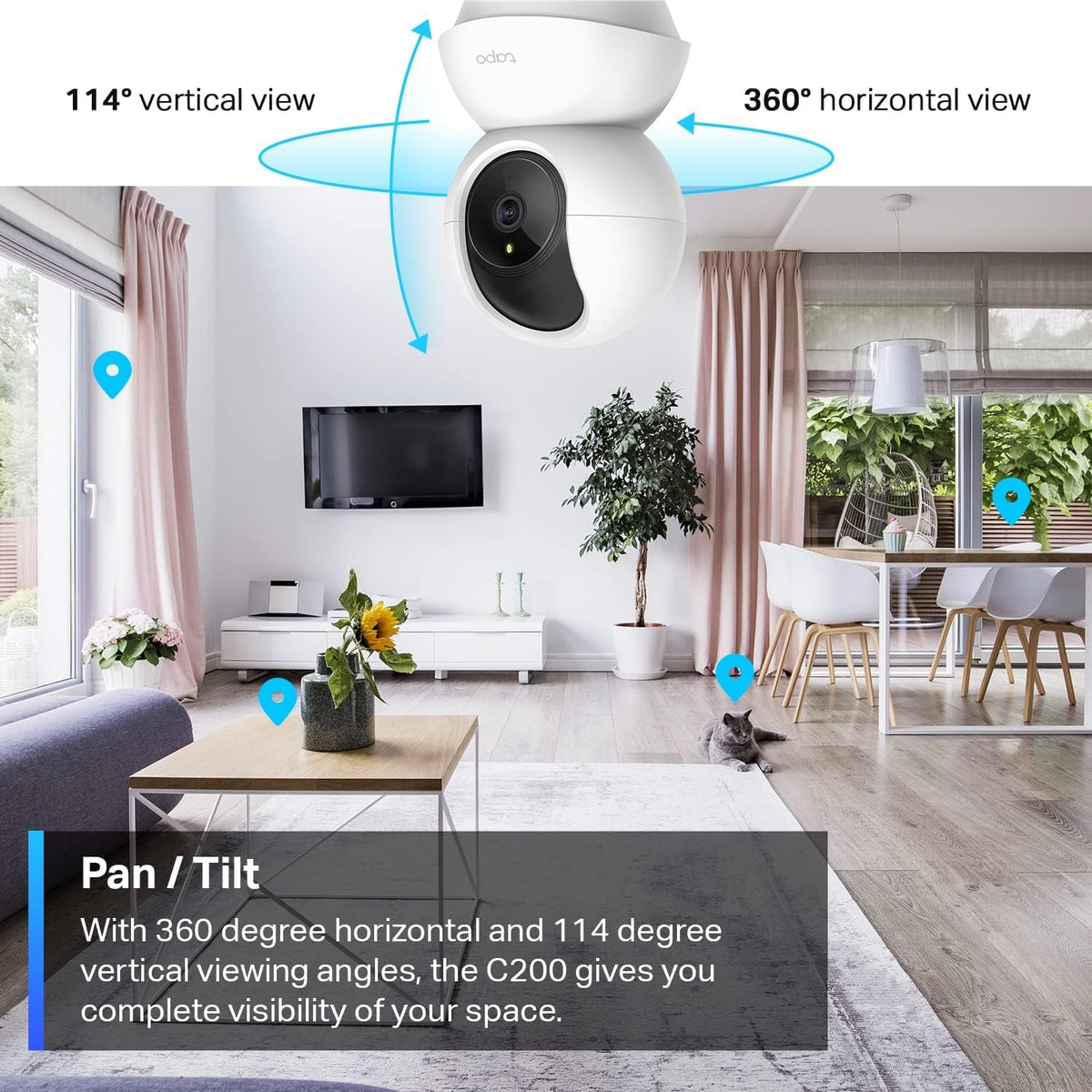 TP-Link Tapo C200 Pan/Tilt Indoor Security Camera, 1080p
