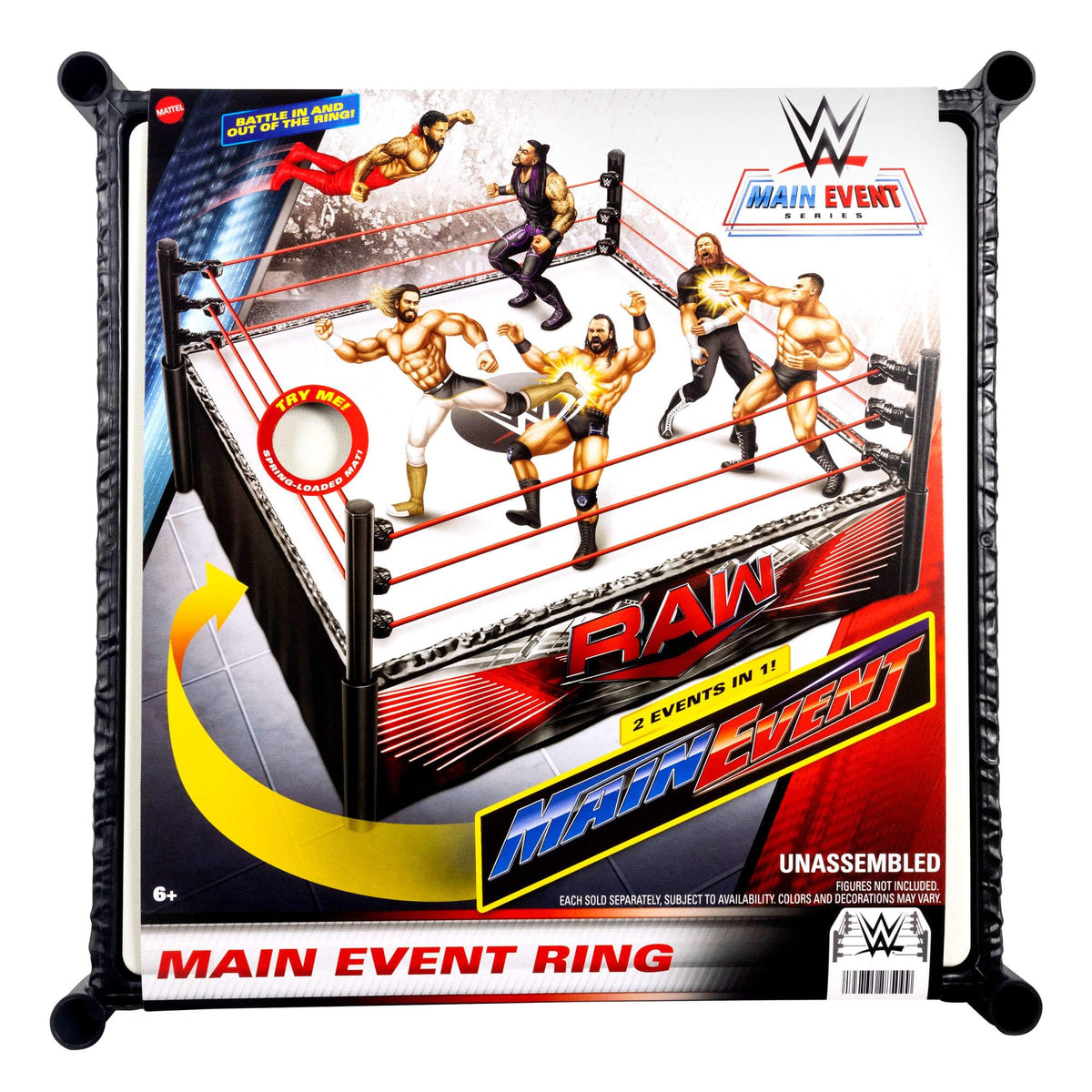 Mattel WWE Superstar Ring with Spring-Loaded Mat and Elastic Ropes