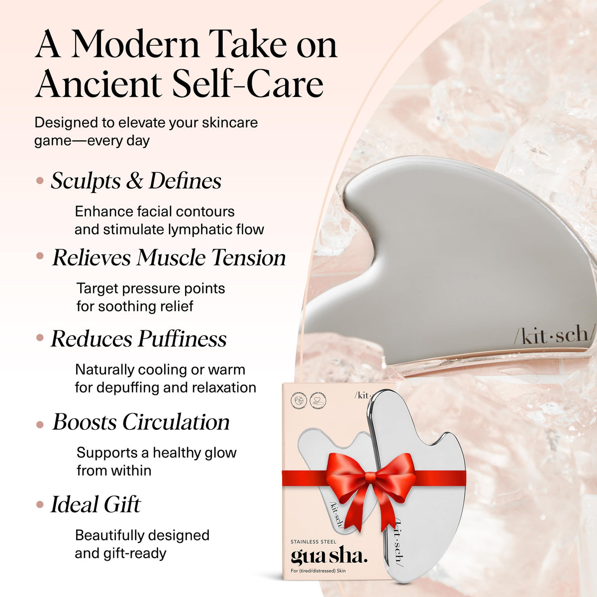 Kitsch Stainless Steel Gua Sha Facial Tool, Silver