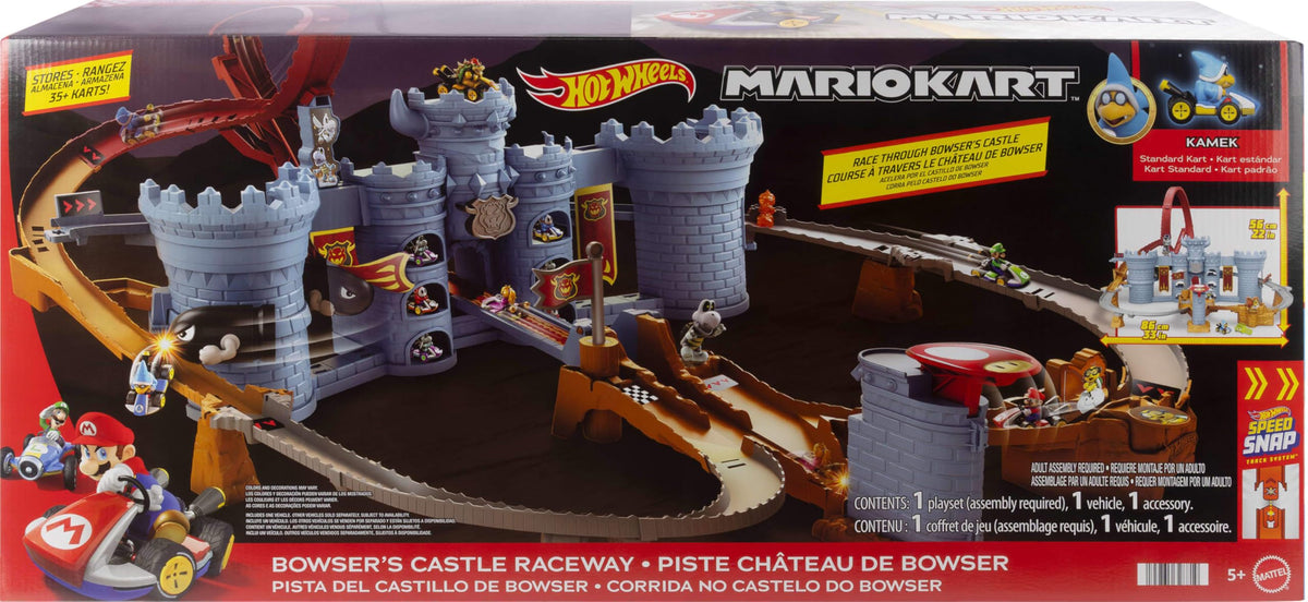 Hot Wheels Mario Kart Bowser's Castle Playset & Kamek