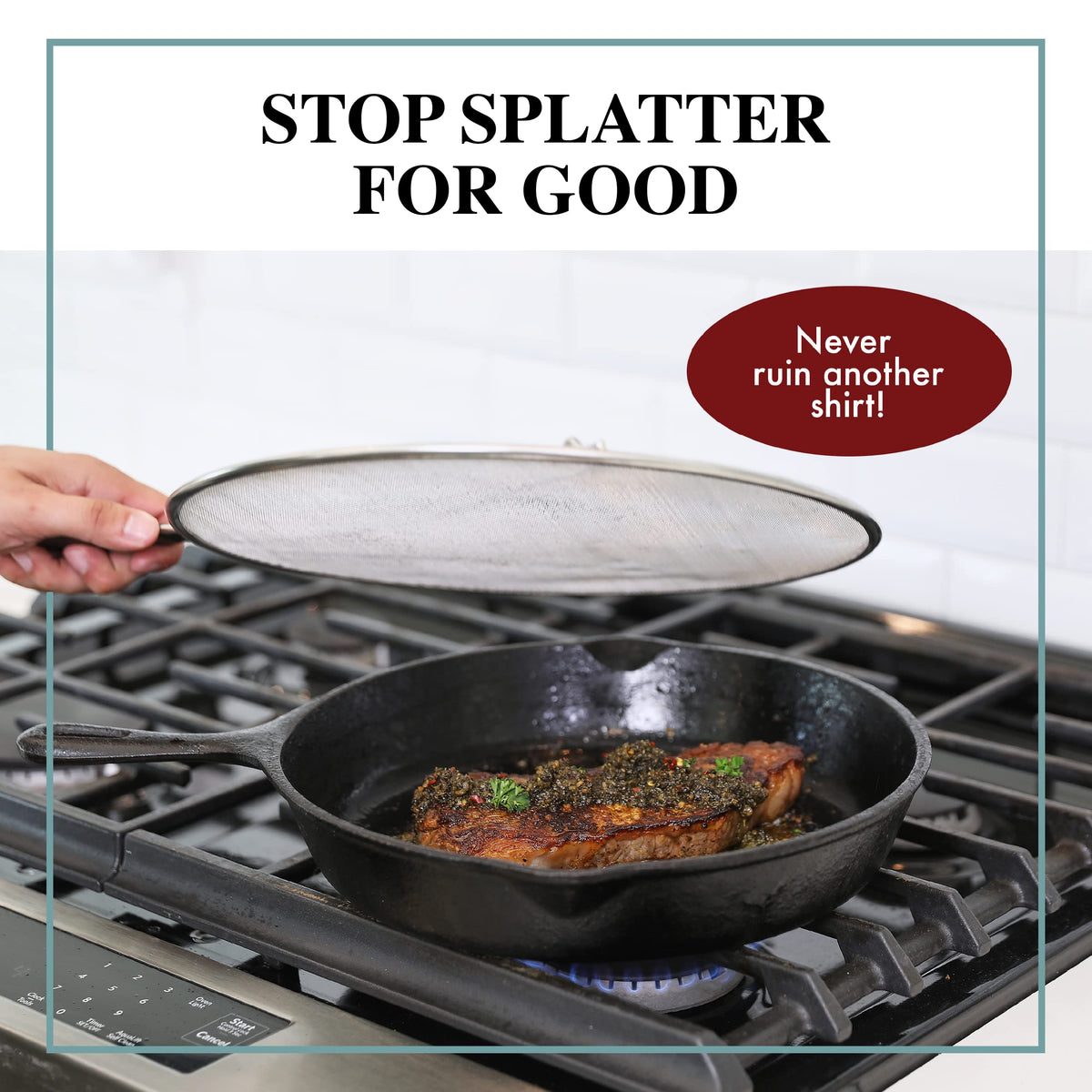 Stainless Steel Splatter Screen for Frying Pan, 13 inch