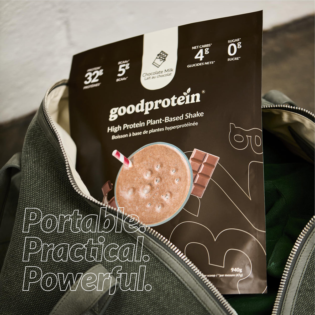 Good Protein Vegan Protein Powder, Chocolate Milk, 470 g