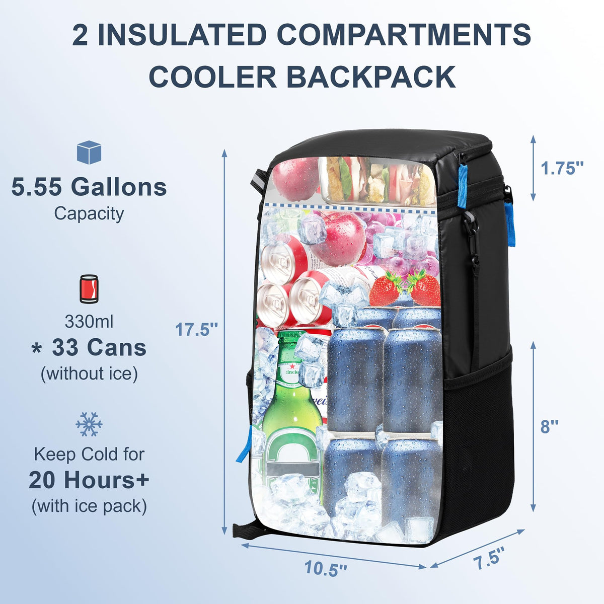 SPARTER Insulated Leak Proof Backpack Cooler, 33 Cans