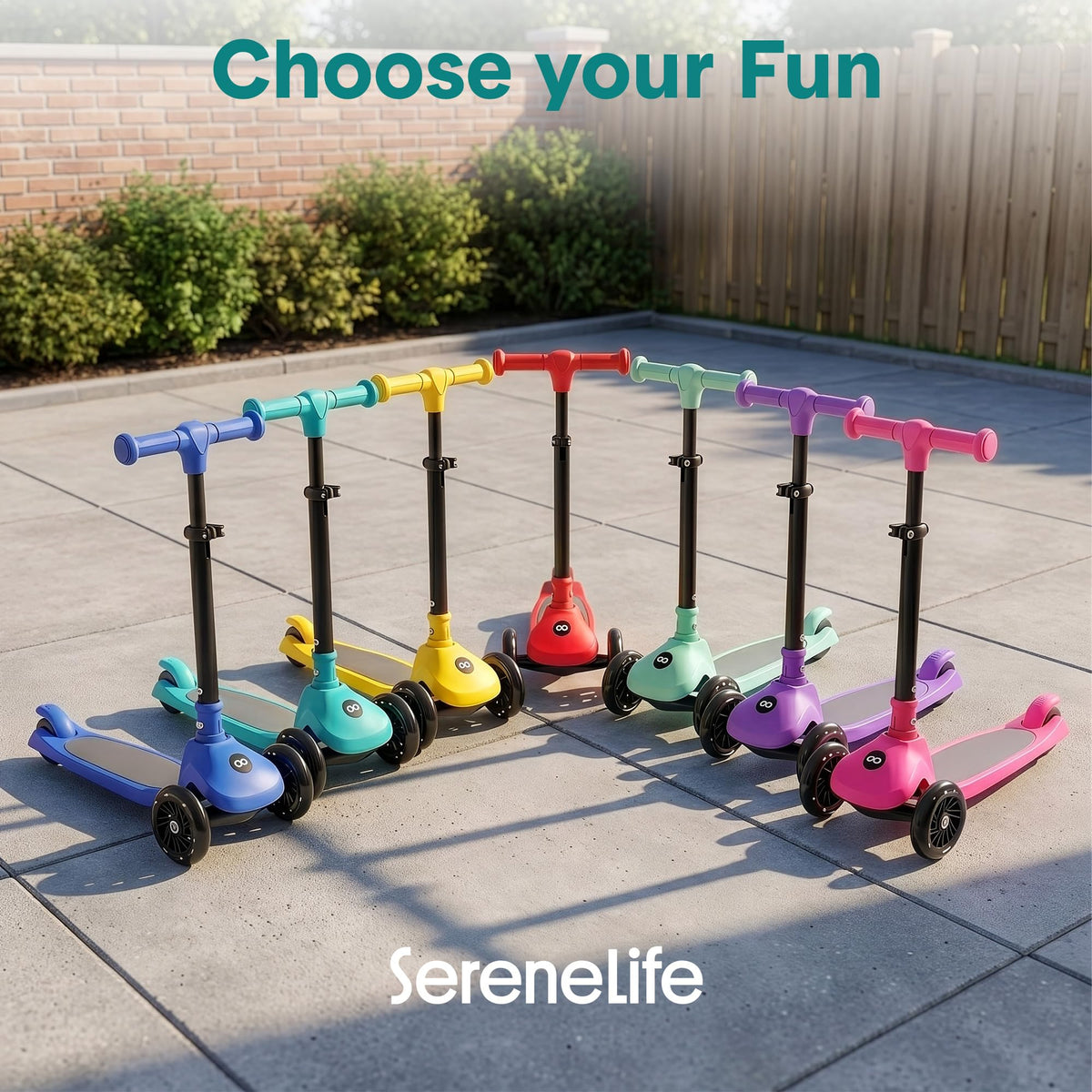 SereneLife 3 Wheel Scooter for Kids, Ages 2+, Blue