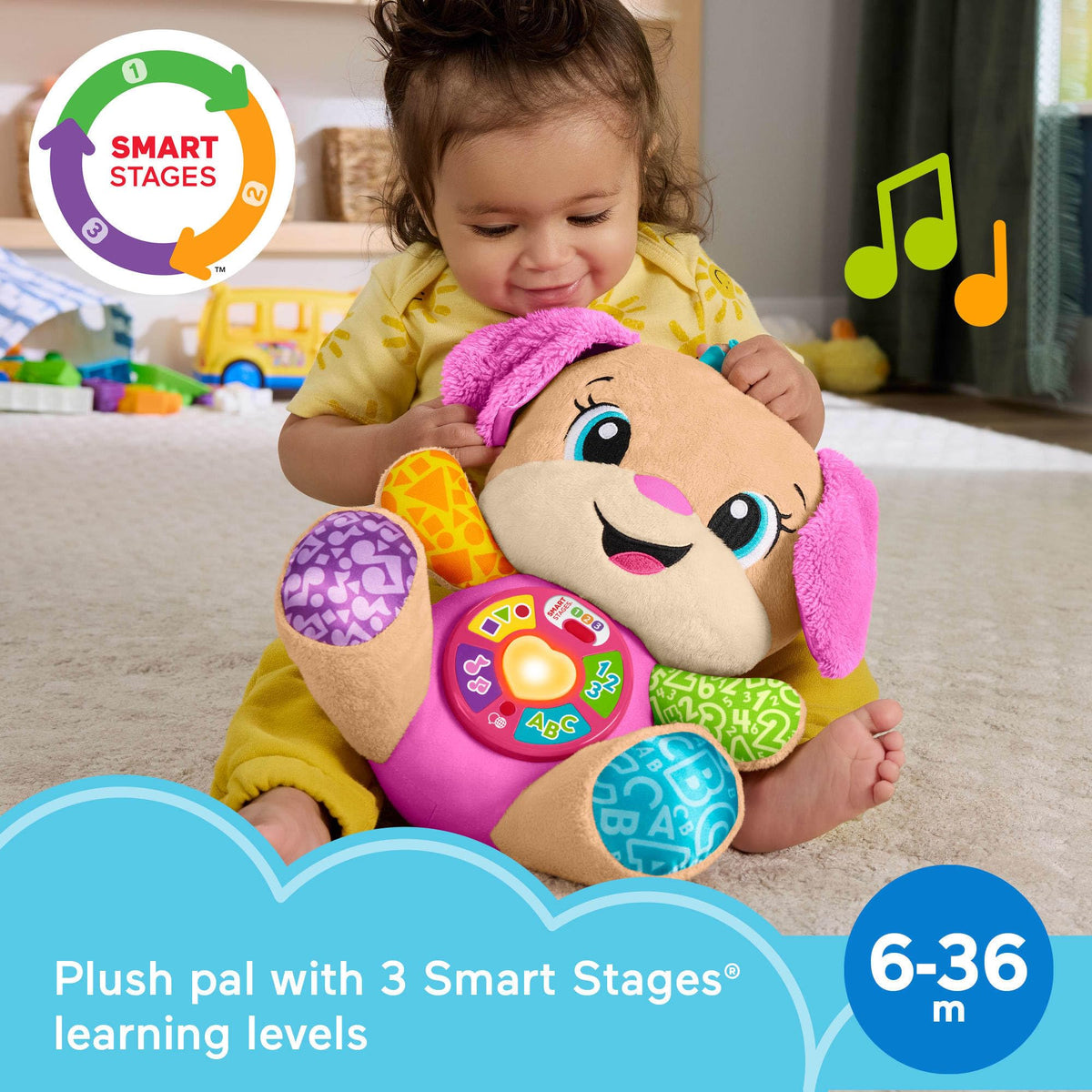 Fisher-Price Laugh & Learn Smart Stages Sis Musical Plush, 6+ Months