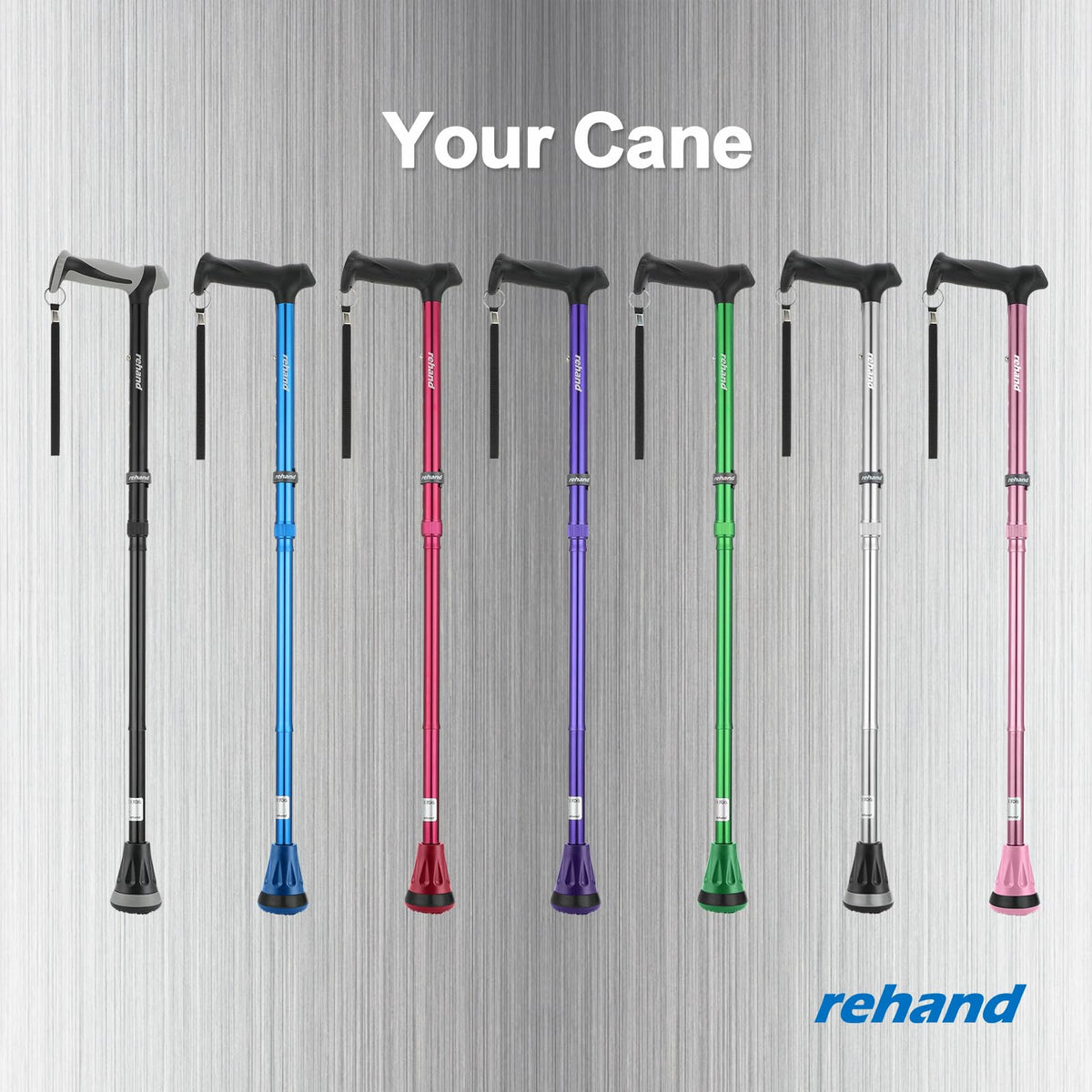 Rehand Foldable Adjustable Walking Cane with Travel Bag, Natural Black
