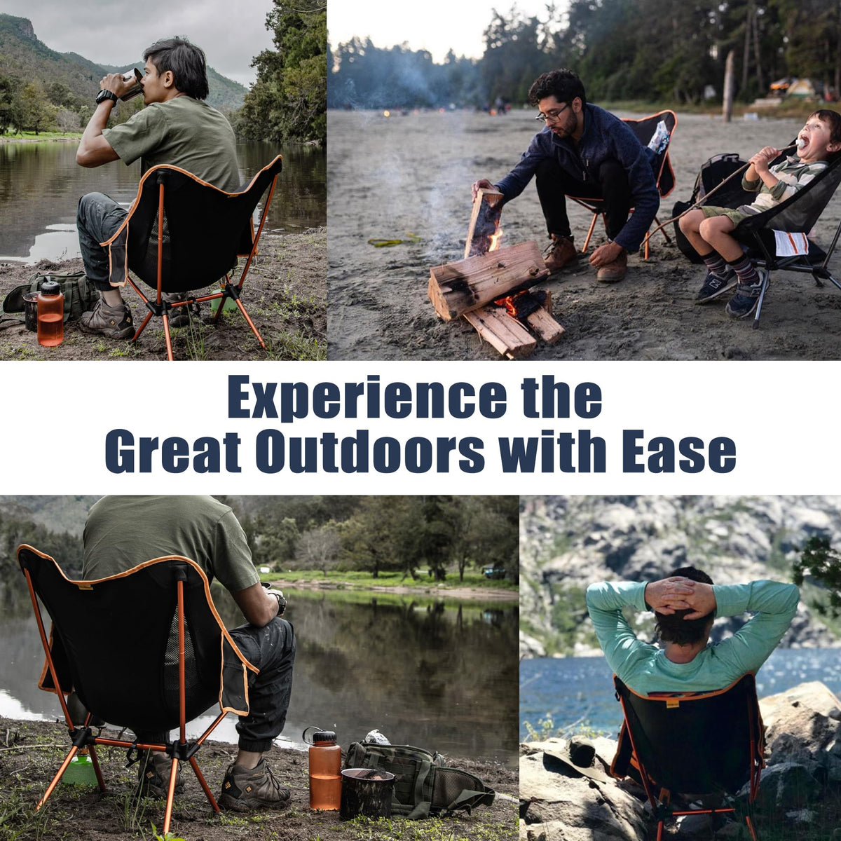TREKOLOGY YIZI GO Ultralight Folding Camping Chair, Black