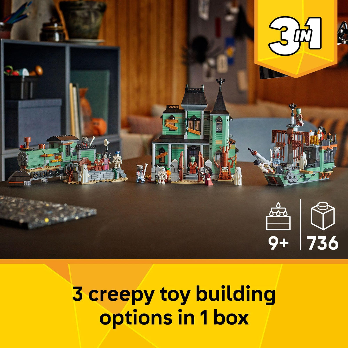 LEGO Creator 3 in 1 Haunted Mansion Building Toy, Ages 9+, 31167