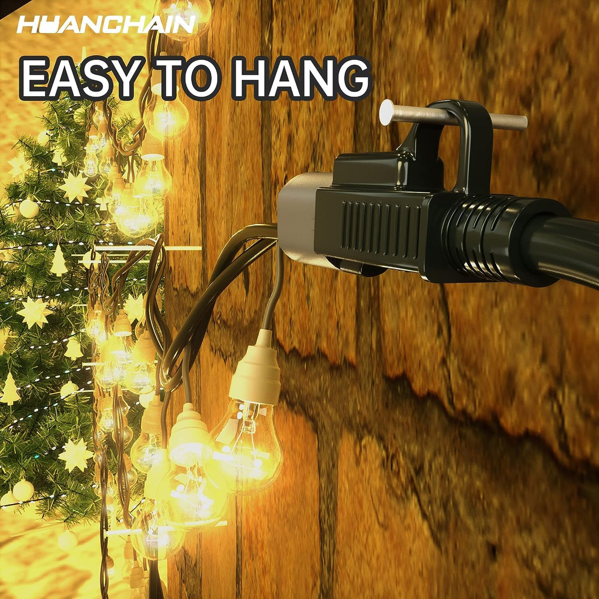 HUANCHAIN Indoor/Outdoor Extension Cord, 50 ft, 16/3, Black