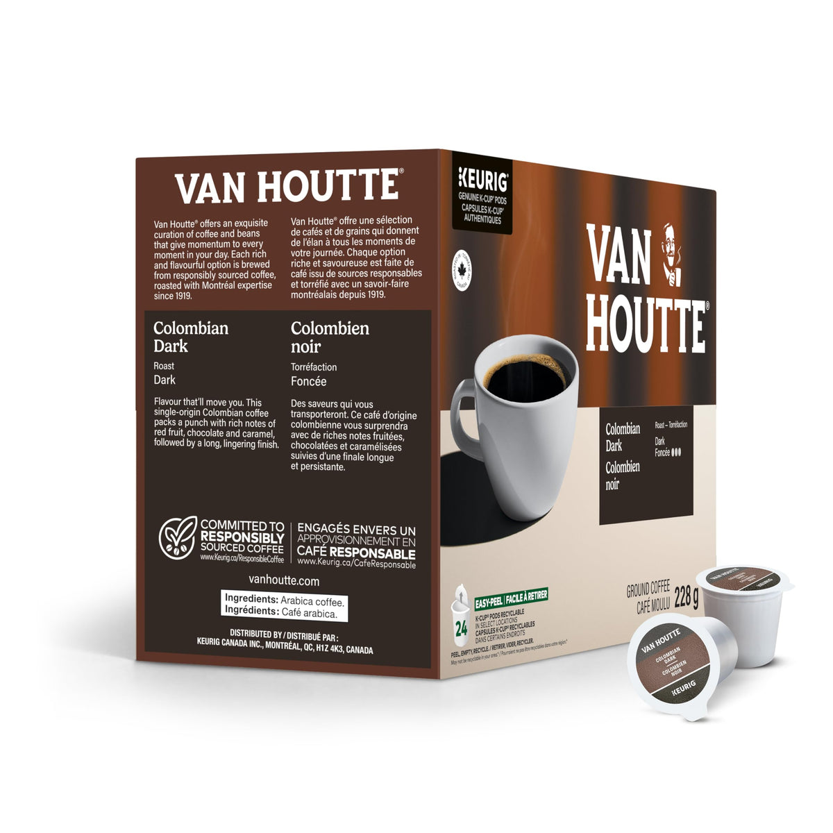 Van Houtte Colombian Dark K-Cup Coffee Pods, 24 Count