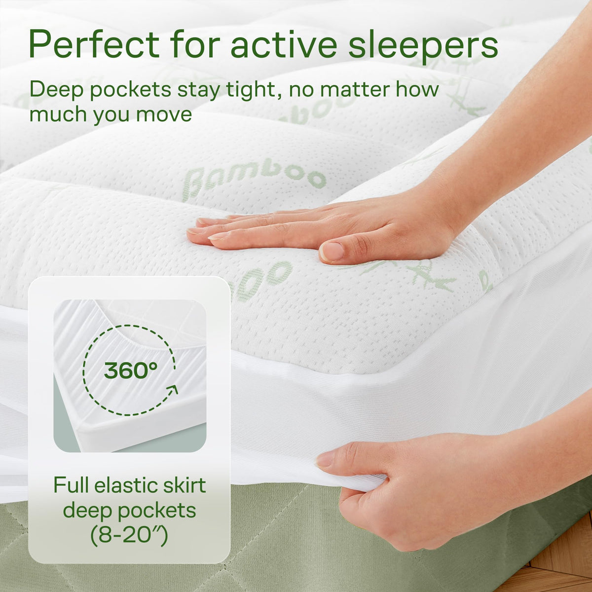 Bamboo Mattress Topper, Double/Full, White