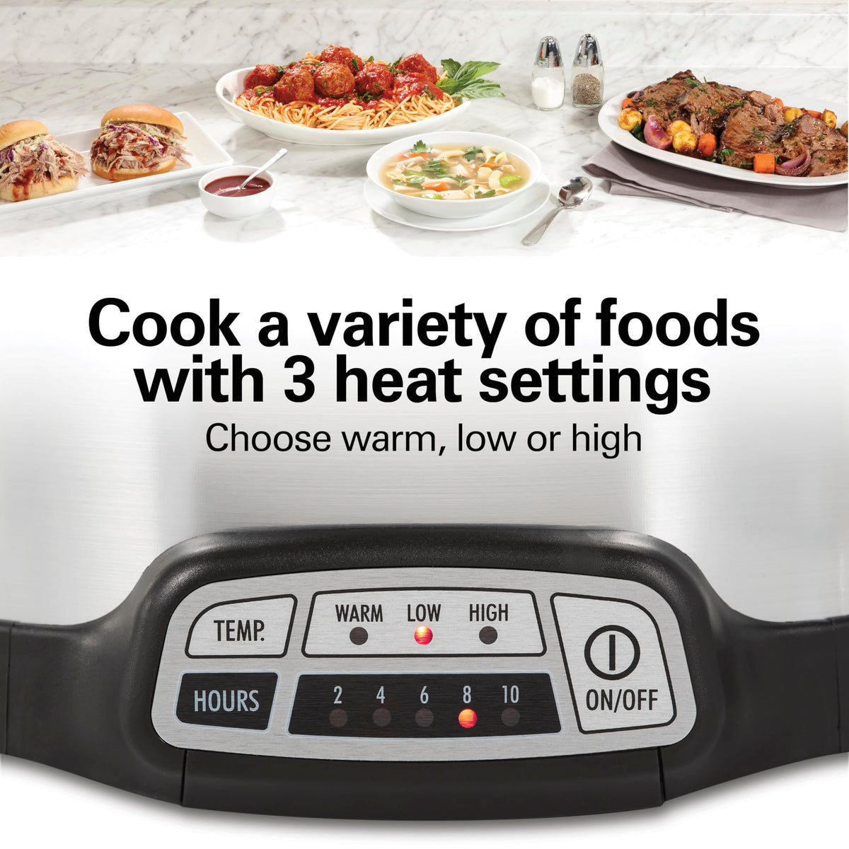 Hamilton Beach Programmable Slow Cooker, 6 Quart, Silver, 33463