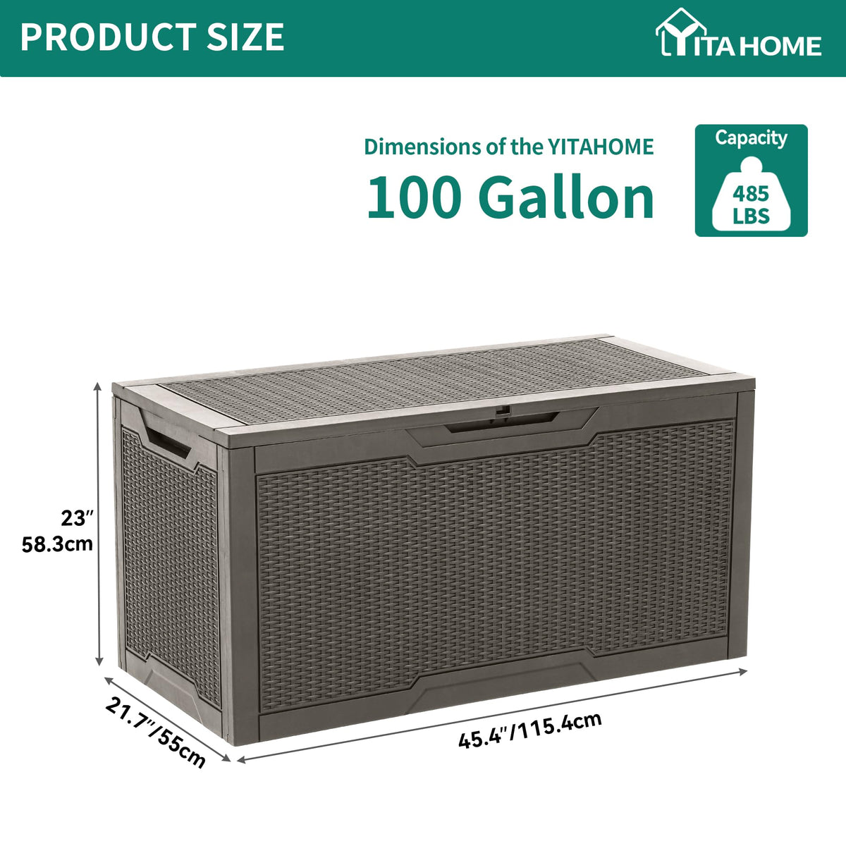 YITAHOME Large Resin Deck Box, Taupe, 100 Gallon