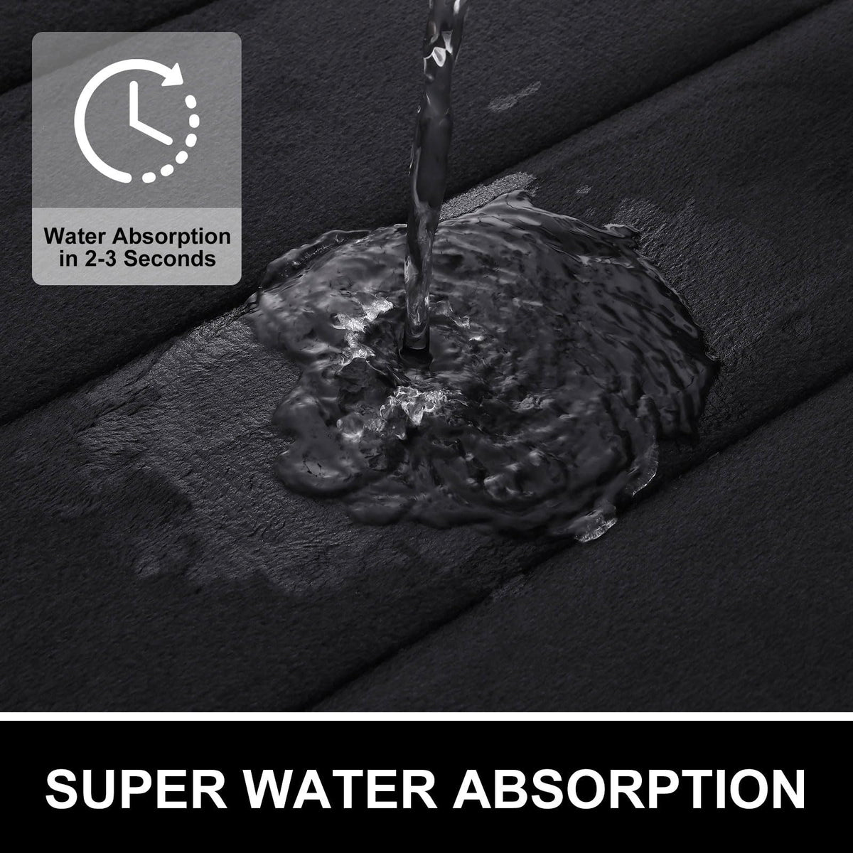 OLANLY Memory Foam Bath Mat, 16" x 24", Black