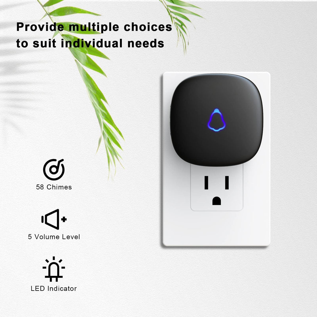 SECRUI Wireless Doorbell, 58 Chimes, Black