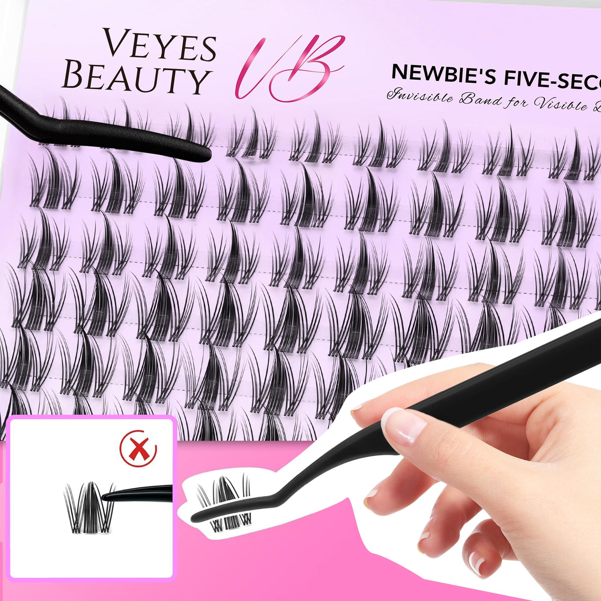 VEYESBEAUTY Manga Wispy Cluster Lashes, 8-16 mm