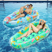 LUSARRYWILL Pool Float Mats with Headrest, 72" x 42" (2 Pack)