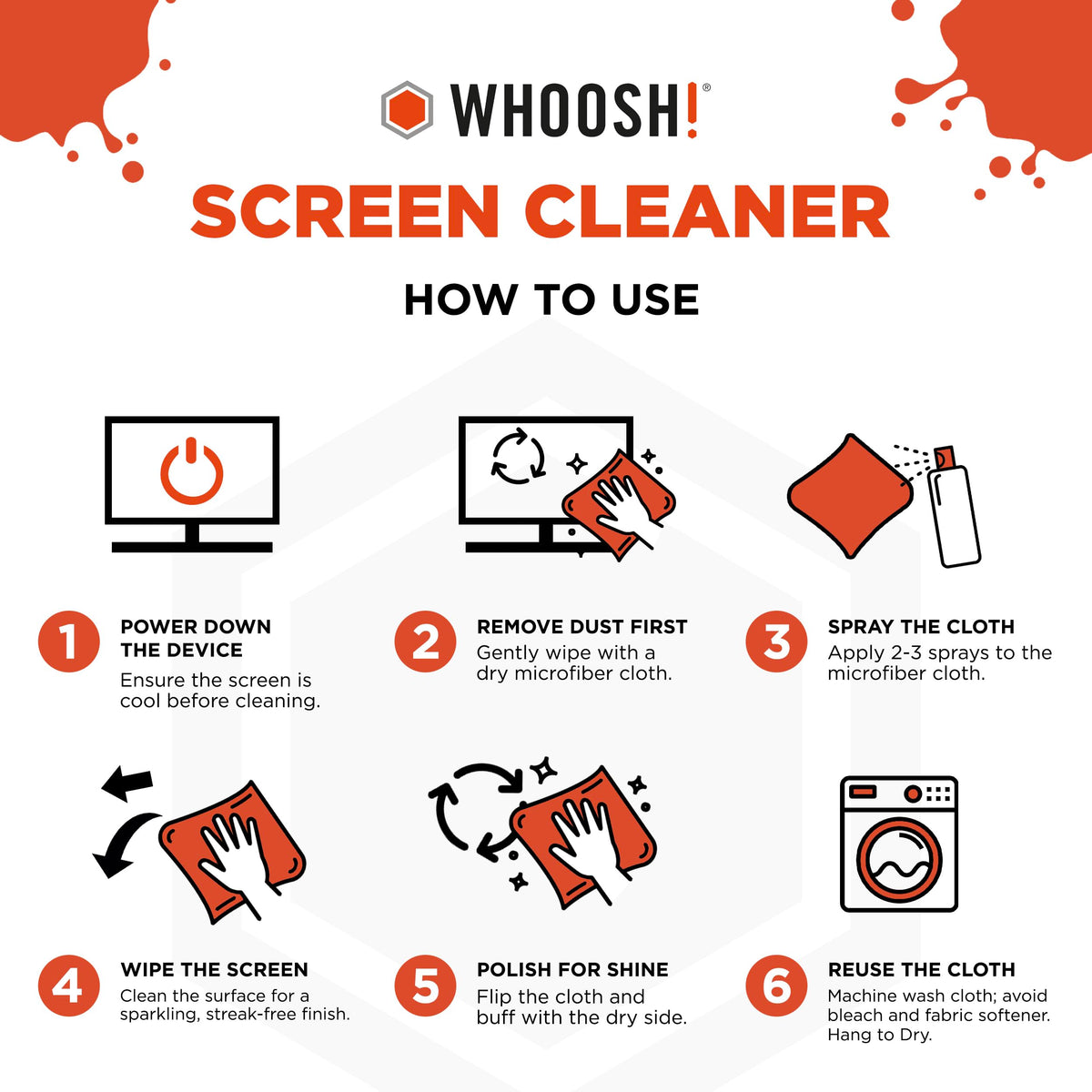 WHOOSH! Screen Shine Duo Electronics Cleaner, 100 mL and 8 mL