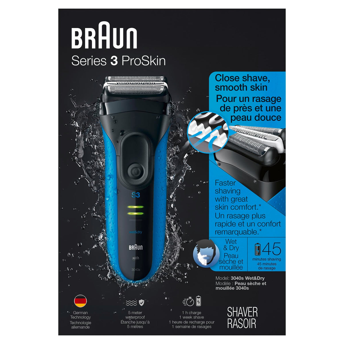 Braun Series 3 ProSkin 3040s Men's Wet and Dry Electric Shaver