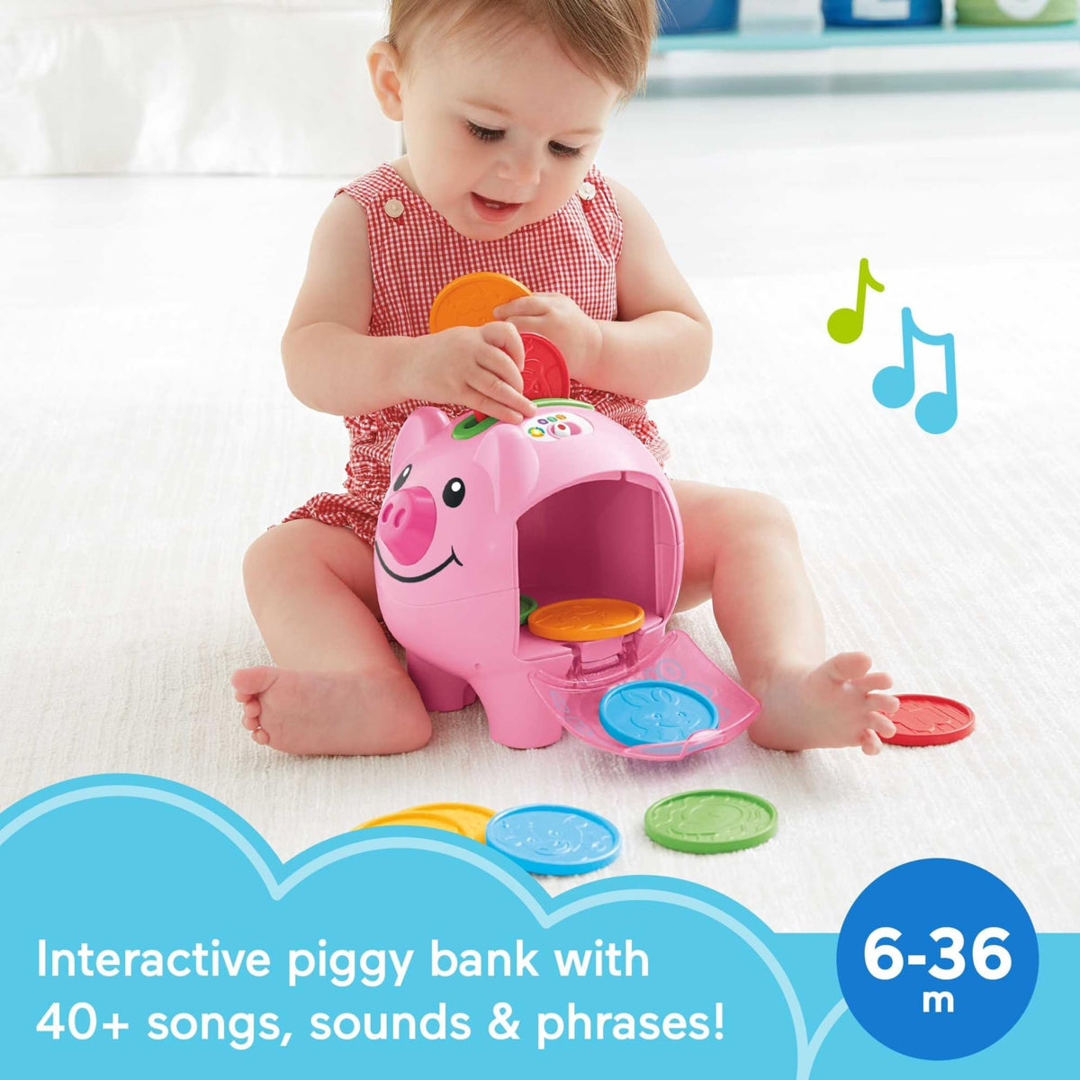 Fisher-Price Laugh & Learn Smart Stages Piggy Bank, Ages 6+ Months