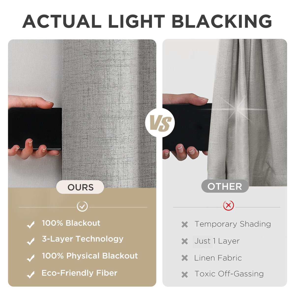 Joydeco Linen Blackout Curtains, 84" (2 Panels)