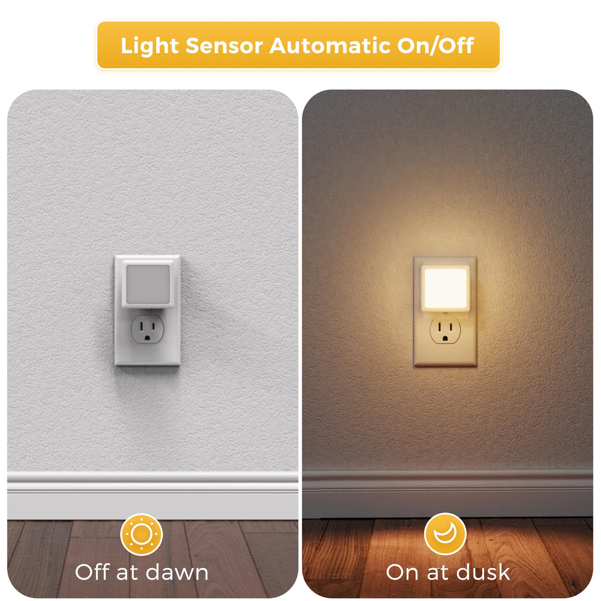 L LOHAS Plug-In LED Dusk to Dawn Night Light, Soft White (2 Pack)
