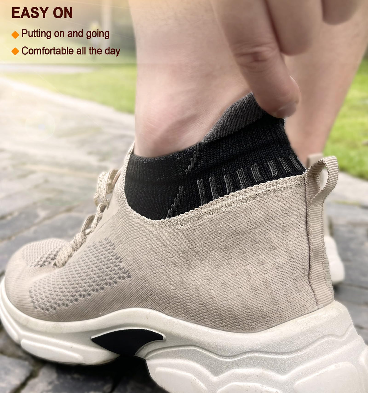 Bulliant Men's Running Ankle Socks, 6 Pairs, Size 10-12