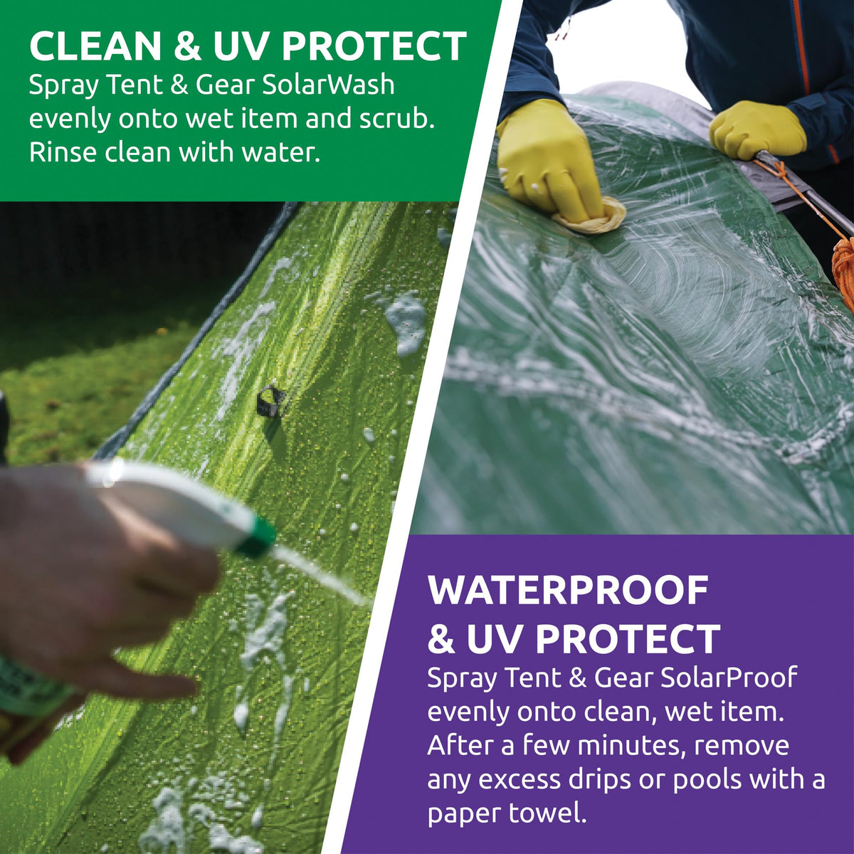 Nikwax Tent & Gear Duo-Pack, SolarWash & SolarProof, 500mL