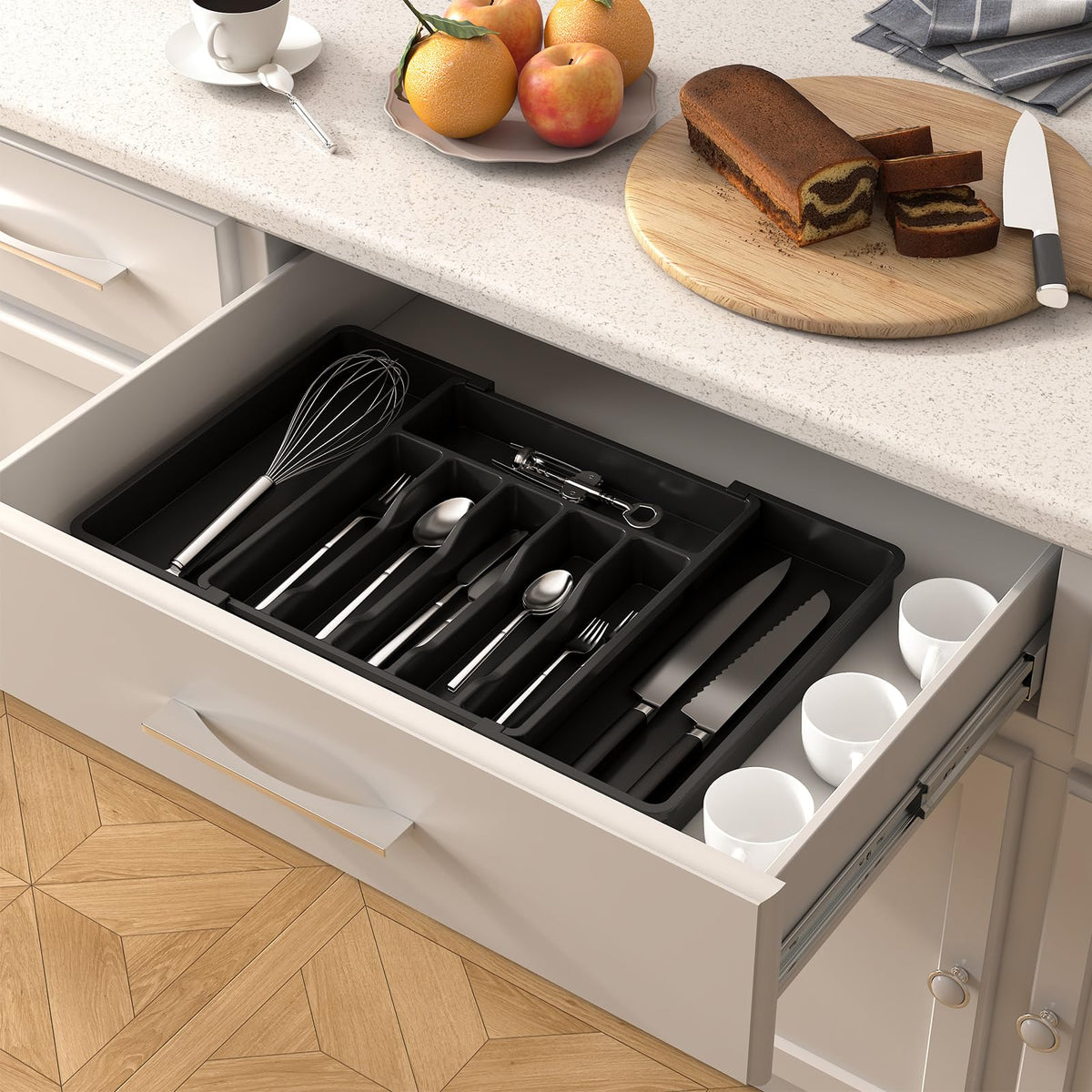 Lifewit Expandable Cutlery Drawer Organizer, Black