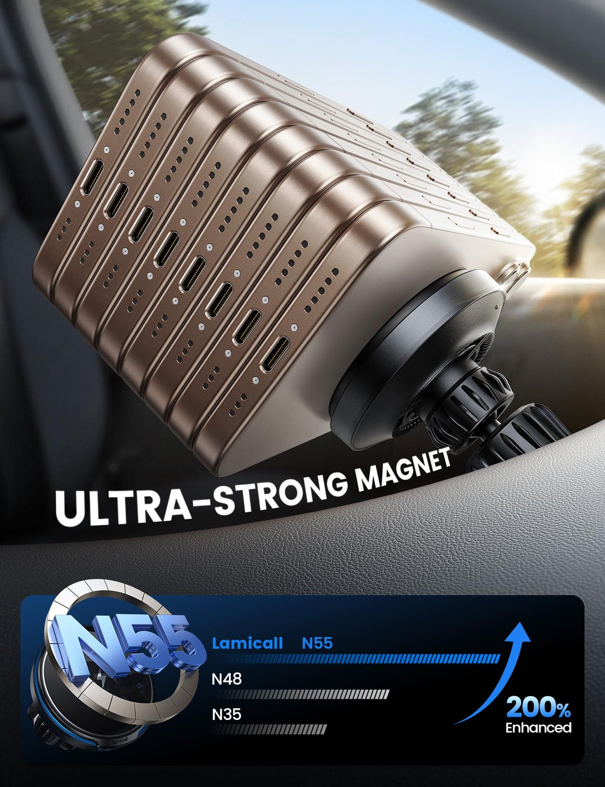 Lamicall MagSafe Car Mount Charger, 15W Wireless
