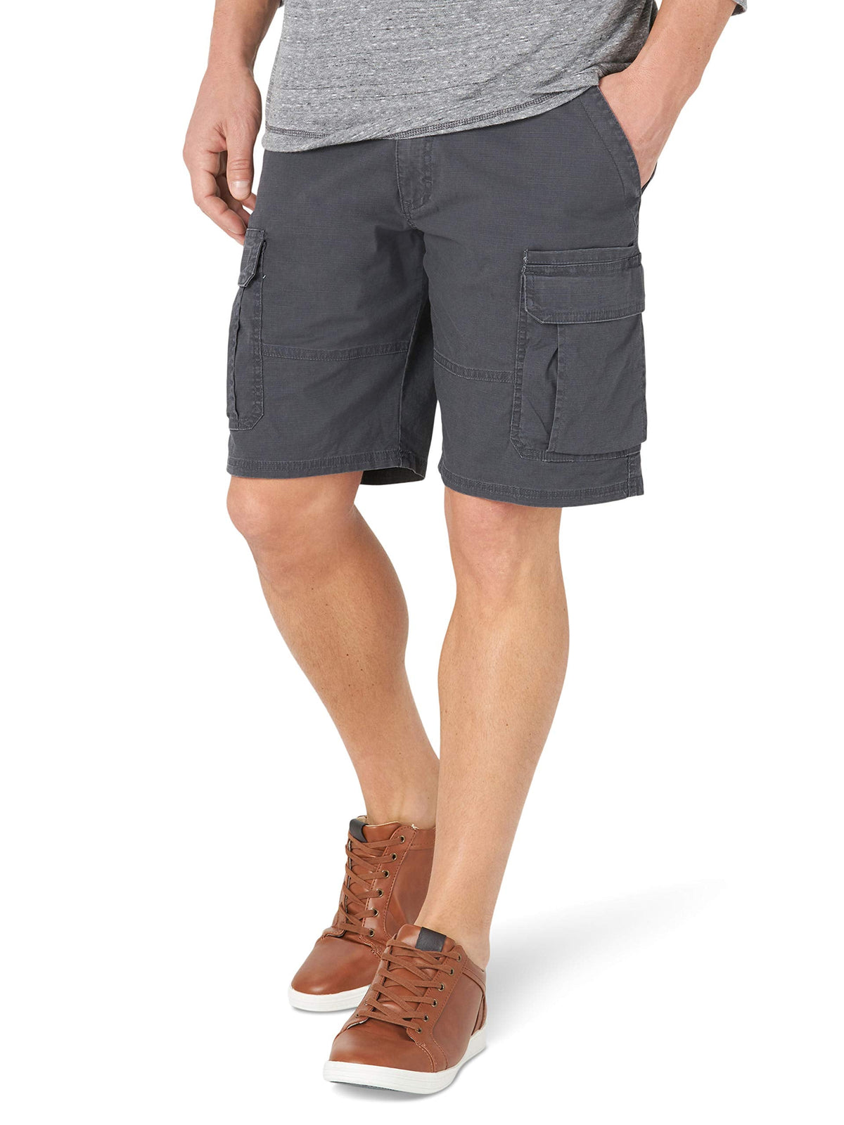Wrangler Authentics Men's Classic Cargo Stretch Short, Anthracite, 33