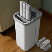 JOYMOOP Flat Floor Mop and Bucket Set with 5 Microfibre Pads