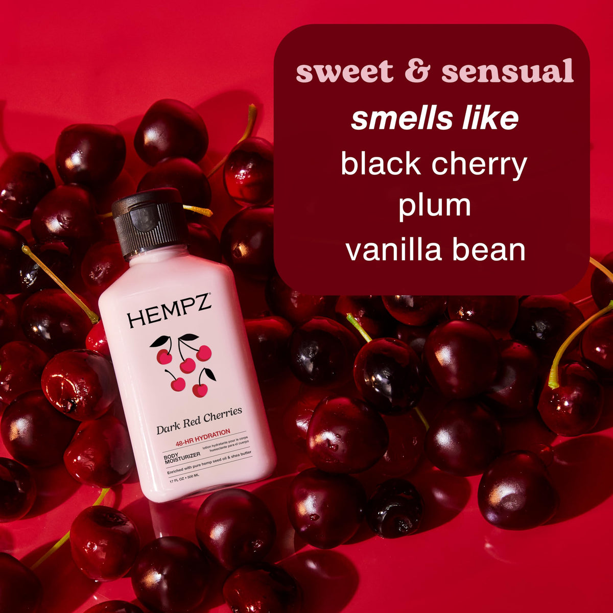 Hempz Dark Red Cherries Lotion, 17 Oz